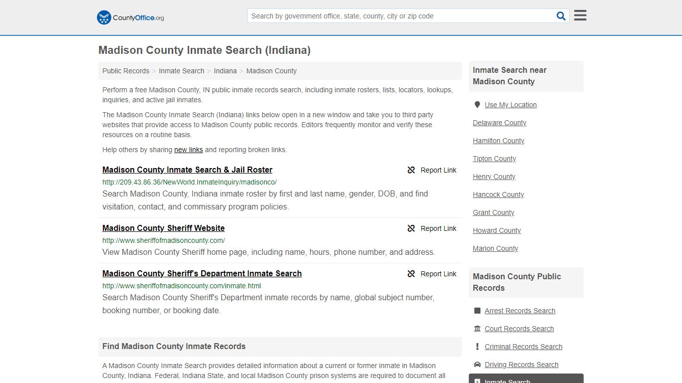 Madison County Inmate Search (Indiana)